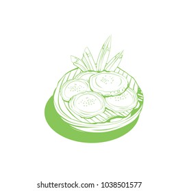 Indonesian Fried Sweet Rice Cake Outline 