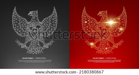 Indonesian garuda statue polygon for august or agustus 17. Indonesia Independency day. Editable stroke vector