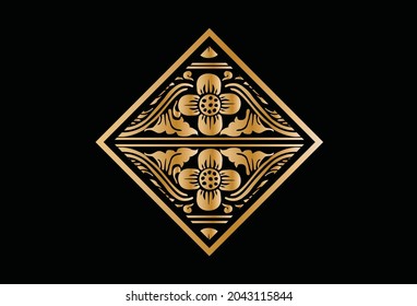 Indonesian geometric motifs gold  with Balinese flower patterns , exclusive and classic, are suitable for various purposes. EPS VECTOR 10