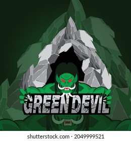 Indonesian ghost green devil. logo for esport team, gammer, steamer, youtube chanel, ect