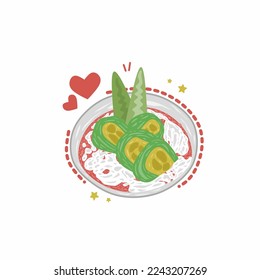 Indonesian green banana ice vector with cute color