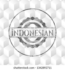 Indonesian grey emblem with geometric cube white background