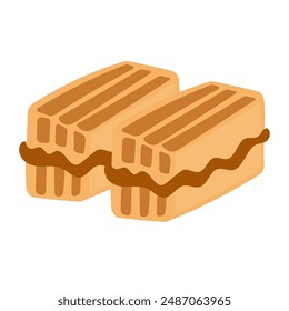 Indonesian grilled toast bread vector illustration, roti bakar bandung indonesia clip art image, indonesian street food isolated on white background
