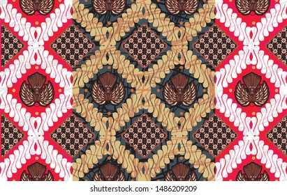 Indonesian Gurdha batik motif, one of the typical motifs in a variety of modern combinations and colors