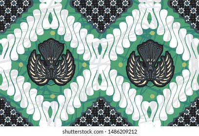 Indonesian Gurdha batik motif, one of the typical motifs in a variety of modern combinations and colors