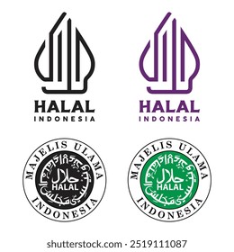 Indonesian Halal food label MUI vector icon, Arabic calligraphy symbol, logo, signs, Halal food certified icon, icon, Halal symbols, Halal food emblem, food Badges