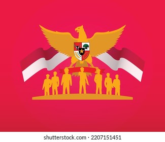 Indonesian heroes monument vector design