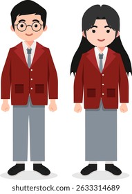 Indonesian High School Student Characters in Uniform for Digital Art Projects