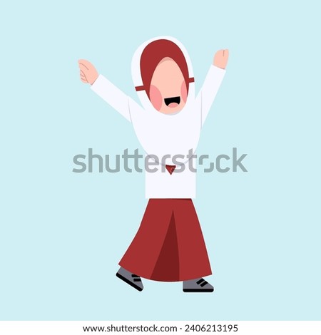 Indonesian Hijab Elementary School Student Character