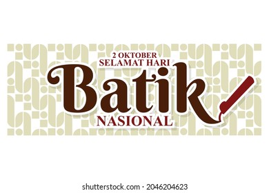 Indonesian Holiday Batik Day Illustration.Translation: October 02, Happy National Batik day. Suitable for greeting card, poster and banner