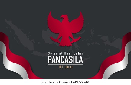 Indonesian Holiday Pancasila Day Illustration. Translation: Happy Pancasila day. Fit for greeting card, poster and banner. svg