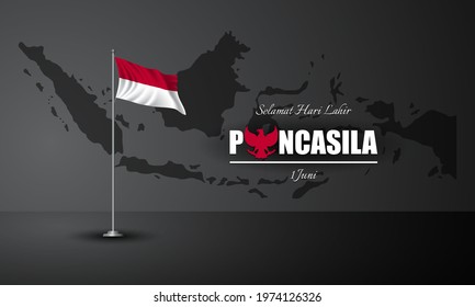Indonesian Holiday Pancasila Day Illustration. Translation: Happy Pancasila Day. Fit for greeting card, poster and banner. svg