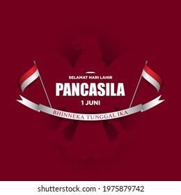 Indonesian Holiday Pancasila Day Illustration. Translation: Happy Pancasila Day. Fit for greeting card, poster and banner.