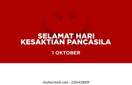 Ilustración del Día de la Festividad de Indonesia en Pancasila. Traducción: 1 de octubre, Feliz Día de Pancasila. Tarjeta de felicitación, cartel, afiche.