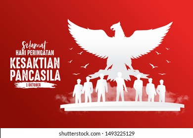 Indonesian Holiday Pancasila Day Illustration.Translation: October 01, Happy Pancasila day. Suitable for greeting card, poster and banner svg