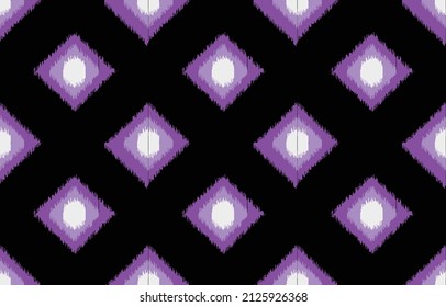 Indonesian Ikat Seamless Vector Pattern. Purple White and Black Color. Design for carpet, wallpaper, clothing, wrapping, fabric, cover, textile

