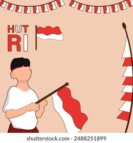 Indonesian independence 17 August 1945 79th anniversary of Indonesian freedom and patriotism on a red and white background.