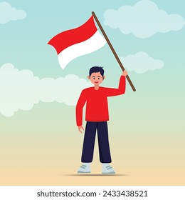 Indonesian Independence Celebrations Day Illustration Vector Banner And Post Design, Celebrations Day Clip Art Set. Indonesian Freedom Independence Patriotism Template.