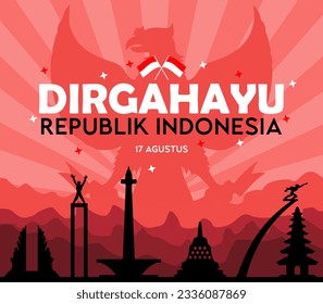 Indonesian Independence day 17 August vector template. Dirgahayu republik Indonesia 17 agustus vector illustration. 