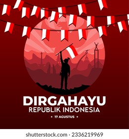 Indonesische Unabhängigkeit Tag 17 August Vektor Vorlage. Dirgahayu Republik Indonesien 17 agustus Vektorgrafik. 