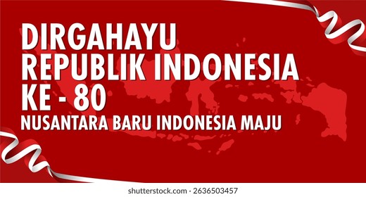 Indonesian Independence Day 2025 Banner Template with Red and White Vector design