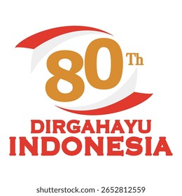 indonesian independence day 2025 design commemorating an eightieth anniversary with text and curved shapes in red and gold perfect for events or themed presentations.