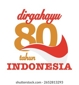indonesian independence day 2025 design featuring the number 80 with a waving element, perfect for celebratory backgrounds and themed graphics.