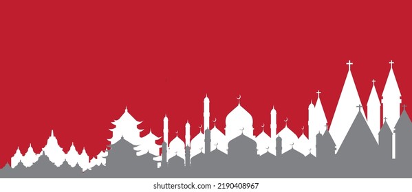 Indonesian Independence Day, Indonesian archipelago with red and white background and diversity