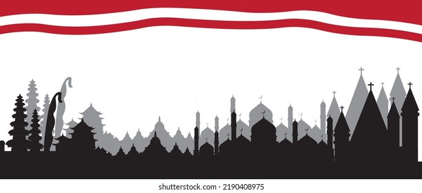 Indonesian Independence Day, Indonesian archipelago with red and white background and diversity