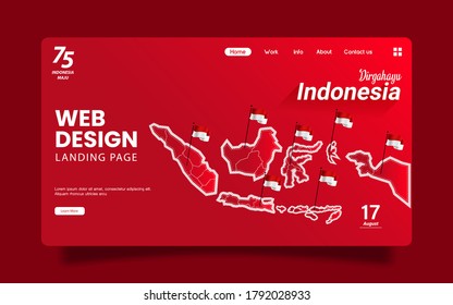 Indonesian Independence Day August 17th, map of Indonesia, Landing page