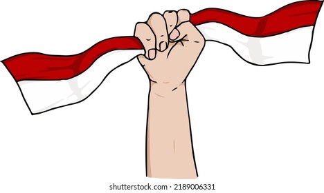 Fondo del día de la independencia indonesia y fuente con bandera. ilustración vectorial