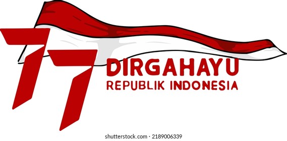 Indonesian independence day background and font with flag. vector illustration