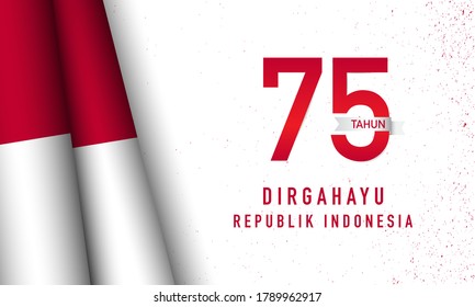 Indonesian Independence Day Background Template. Translate : Happy Independence Day Republic Indonesia for the 75th. Vector Illustration.