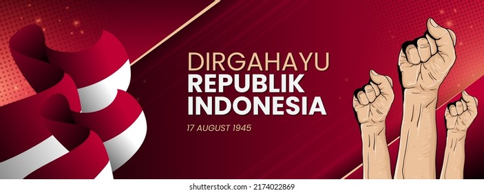 Indonesian independence day background vector banner.