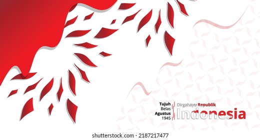 indonesian independence day banner 17 august 1945, simple background with a little free space you can add a logo according to the year of independence