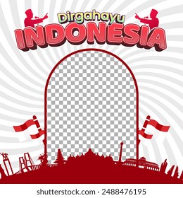 Indonesian independence day banner social media template