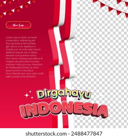 Indonesian independence day banner social media template