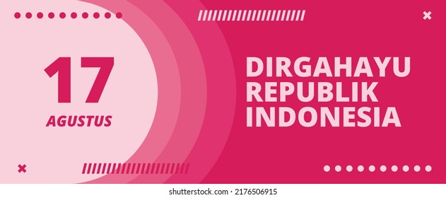 Indonesian independence day banner. with text. Translation: "Happy Republic of Indonesia"