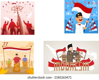 indonesian independence day celebration vector