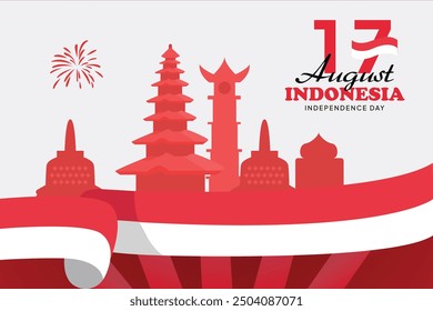 Indonesian Independence Day concept. Colored flat vector illustration isolated.