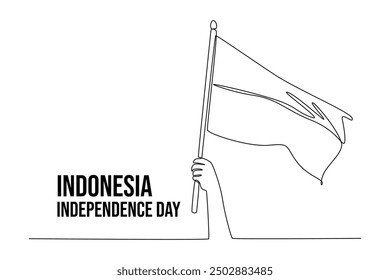 Indonesian Independence Day concept. Single line draw design vector graphic illustration.