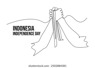 Indonesian Independence Day concept. Single line draw design vector graphic illustration.