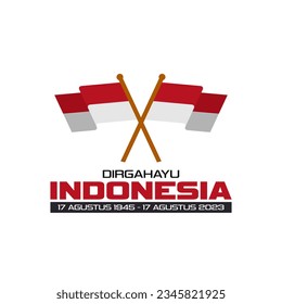 Día de la Independencia de Indonesia. diseño con la bandera indonesia ondulante