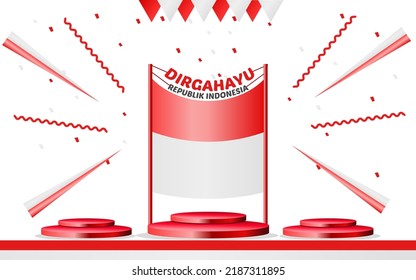 El Día de la Independencia de Indonesia muestra podio vacío o pedestales decorativos para promociones y productos