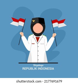 Indonesian independence day with flag raisers 