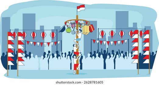 Indonesian Independence Day flat illustration