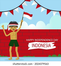 Indonesian independence day greeting illustration