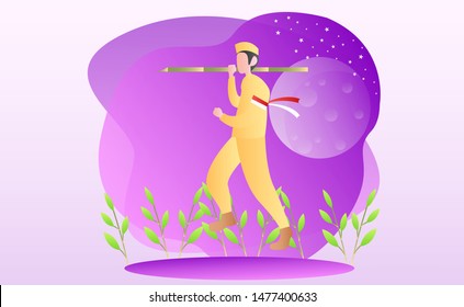 Indonesian independence day illustration with gradient color