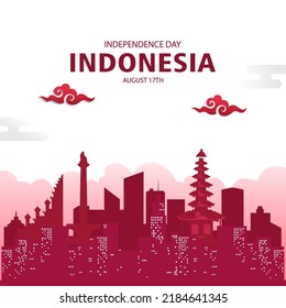 Indonesian Independence Day Illustration Vector. Indonesian flag. Indonesian National Day concept on 17 August.	
