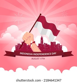 Indonesian Independence Day Illustration Vector. Indonesian flag. Indonesian National Day concept on 17 August.	